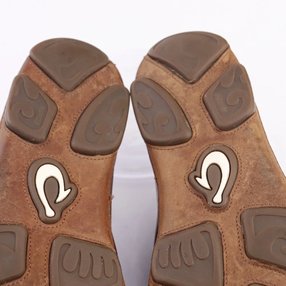 Olukai Mens Moloa Loafers Size 9.5 Brown Leather Moc Toe Slip On Shoes Slippers
